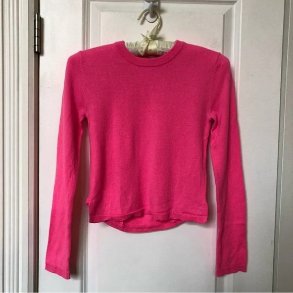 Aritzia Babaton Nathaniel Hot Pink Merino Wool  Sweater - Picture 2 of 6